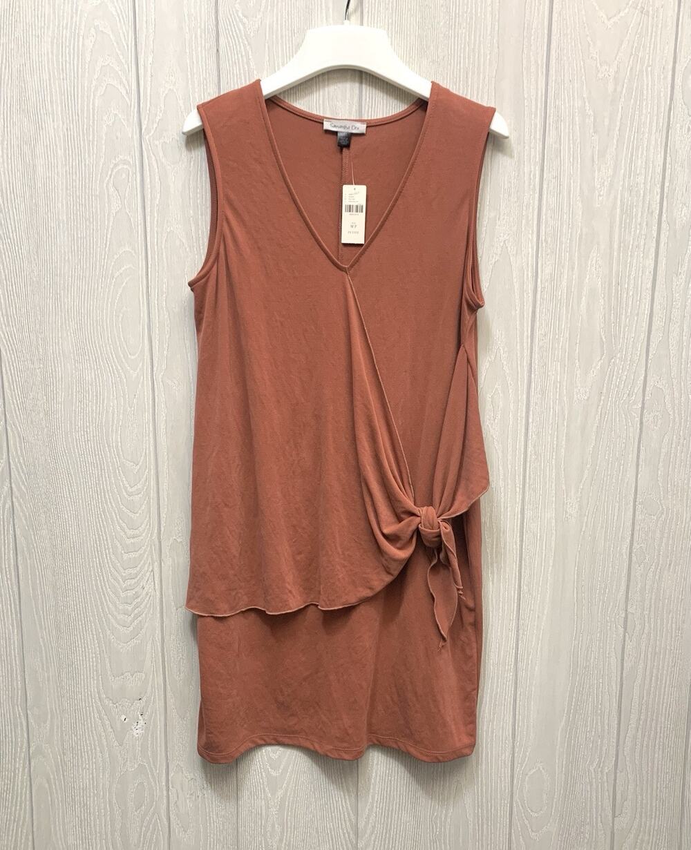 Samantha Dru Anthropologie Orange Rust Sleeveless Knot Wrap Dress MP NWT